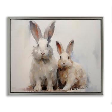 Imagem de Stupell Industries Design de arte de parede em tela emoldurada Fluffy Spring Bunnies Gray Floater da Arlington Prints, 53 x 43 cm