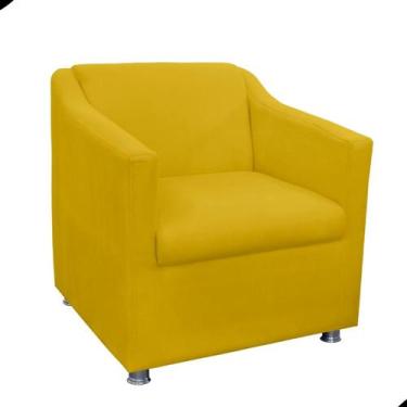 Imagem de Poltrona Decorativa Tilla Suede com Pés Cromados - Fina Mobília, Amare