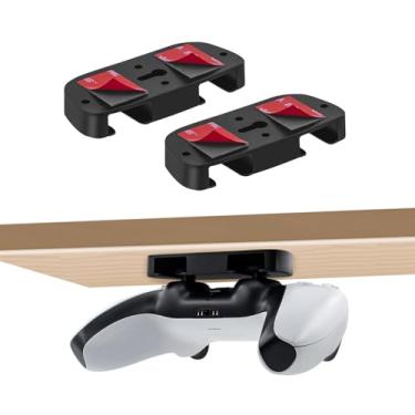 Imagem de Mcbazel Suporte sob a mesa para PS5/PS4, suporte de controle PlayStation 5/PlayStation 4, suporte de mesa com fita adesiva sem broca, material ABS, pacote com 2 (não para PS5 Slim/PS5 Pro)
