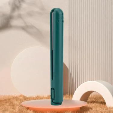 Imagem de Mini modelador de cachos de dupla finalidade para cabelos curtos, mini varinha de cachos 2 em 1 e alisador de cabelo plano (verde)