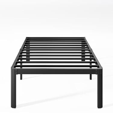 Imagem de Estrutura de cama Nordicbed Solteirão, plataforma, 40,6 cm de altura, sem necessidade de base de mola, de metal, sem ruído, fácil montagem, resistente, preta