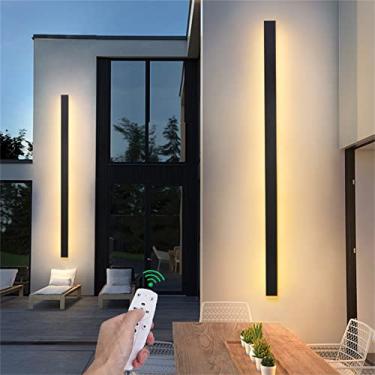 Imagem de Luzes de parede de jardim externas reguláveis com controle remoto Lâmpada de parede LED preta com escurecimento externo Arandelas de parede internas Tiras longas Luzes Deck Iluminação de pát