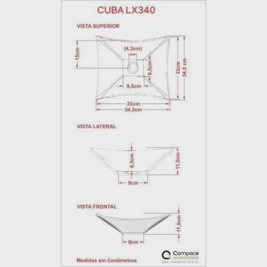 Imagem de Cuba de Apoio para Banheiro L34 Lux Quadrada Folha Compace