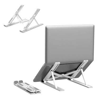 Imagem de Suporte Notebook de Alumínio - Ajustável, Portátil, Dobrável e Ergonômico Compatível Com Macbook, Ipad, Hp, Dell, Lenovo 10-17 Polegadas