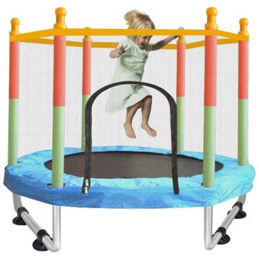 Imagem de Cama Elastica Infantil com Diâmetro e Rede de Proteção para até 60 kg, SZBOB, Azul