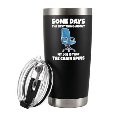 Imagem de Panvola The Best Thing About My Job Is That The Chair Spins Copo isolado a vácuo Presentes engraçados de escritório para colega de trabalho Boss Caneca de viagem com tampa removível de aço inoxidável