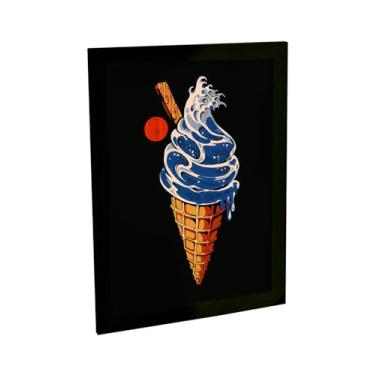 Imagem de Quadro Decorativo Sorvete Grande Onda Kanagawa Ilustração Japão Decoração Quarto Sala