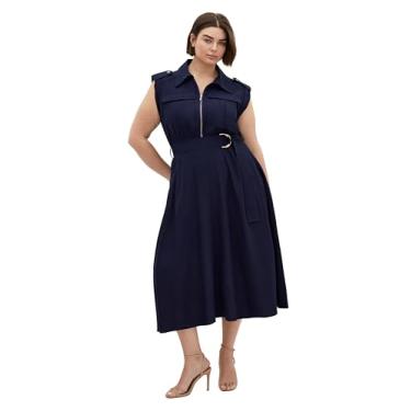 Imagem de City Chic Vestido feminino plus size - Midi utilitário, Azul marino, 52