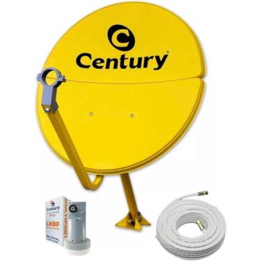 Imagem de Kit Antena KU Bipartida 60cm Amarela + LNBF Simples + Cabo 15M C/Conectores Century