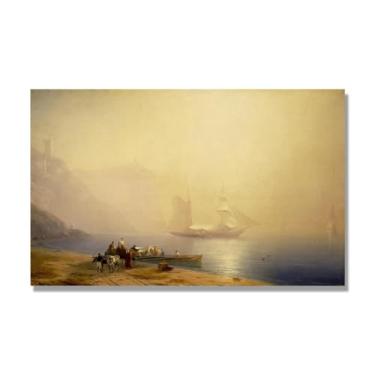Imagem de Impressões em tela famosas. "Manhã no mar" de Ivan Aivazovsky, reproduções de arte clássica, arte em tela de paisagem para decorações de escritório doméstico de quarto. 40 x 65 cm-15,7 x 25,6 pol sem