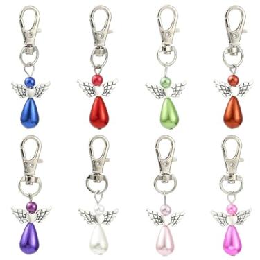 Imagem de LiQunSweet 40 peças, 8 cores, tema de anjo, pingentes de plástico com clipe de chaveiro adorável de asa de fada com fechos de lagosta para decoração de bolsa de joias faça você mesmo, Sem Pedra