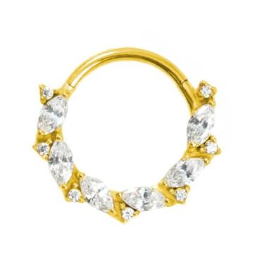 Imagem de Lantine Anel de septo de videira joia de septo de ouro 16G Daith Piercing Jewelry CZ 316 Aço cirúrgico segmento articulado cartilagem argola brincos para Daith, Tragus, Rook Piercing Jewelry 8-10 mm