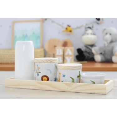 Imagem de Kit Higiene Maternidade Banho Cuidados Bebê Safari Floresta Quarto Mod