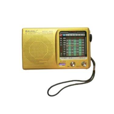 Imagem de Rádio Portátil c/Rádio FM - Dourado – Receptor de rádio AM, FM, SW compacto com Fone de Ouvido estilo vintage retrô