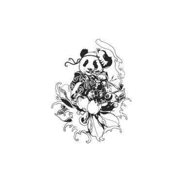 Imagem de Tatuagens temporárias, P sentado em uma flor comendo bambu, tatuagens de panda, aparência de tatuagem real, resiliência, resistente à água, dura de 1 a 2 semanas,19 x 12 cm