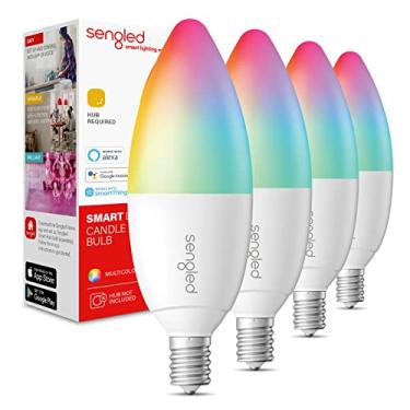 Imagem de Sengled Lâmpadas LED Zigbee Smart Candelabro, lâmpada inteligente E12 Base, Hub Require, Lâmpada inteligente que muda de cor, funciona com Alexa, Google Home & SmartThings, lustre B11 regulável, 450 LM, 40W Eqv. 4 PK