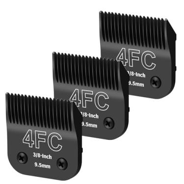 Imagem de YAZIYIR Pacote com 3 lâminas de aço removíveis 4FC, compatível com Andis, Oster A5, Wahl KM-10 Series, comprimento de corte 9,5 mm (preto)