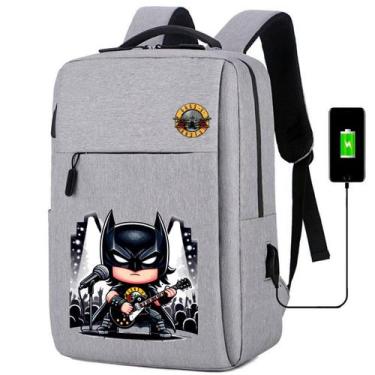 Imagem de Mochila USB Escolar Infantil Com Estampa De Herói De Capa Preta Morceg