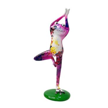 Imagem de Bothyi Estátua do sapo estatueta de animais de decoração exclusiva Presentes de inauguração de casa para desktop Bedroom Home Bookshelf, Rosa Roxo