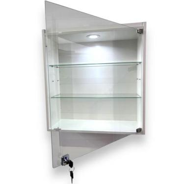 Imagem de Vitrine Suspensa Expositor Prateleira Estante Iluminada Branca Led Vid