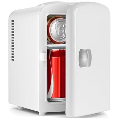 Imagem de Electactic Geladeira compacta, mini geladeira portátil, capacidade de 4 L, 6 latas, para quarto, carro, escritório e dormitório, geladeira pequena para cosméticos, bebidas e alimentos, preta