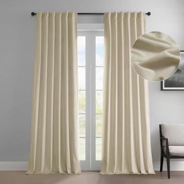 Imagem de HPD Half Price Drapes Cortinas de veludo de pelúcia Heritage para quarto e sala de estar 50 x 96, VPYC-198593-96 (1 painel) Au Lait Creme