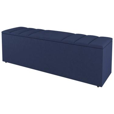 Imagem de Calçadeira Baú Casal Grace 140cm Suede Azul - Abmaza