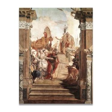 Imagem de Impressão em tela The Meeting of Anthony Giovanni Battista Tiepolo – Obra-prima rococó barroca, pintura escolar de Veneza, pintura a óleo decorativa para galeria doméstica 70 x 91 cm