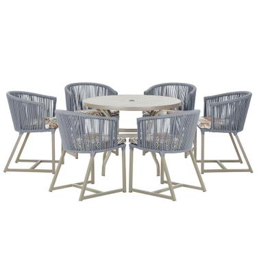 Imagem de Mesa com 6 Cadeiras de Jantar Roma 120cm e Noronha em Alumínio