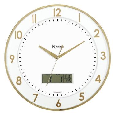 Imagem de Relógio De Parede Com Marcador Digital De Data E Temperatura - Herweg 6827