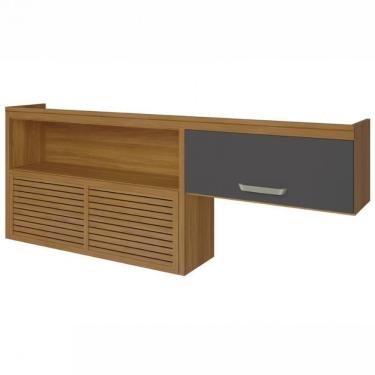 Imagem de Armário Aéreo Nesher Princesa 2 Portas 4 Prateleiras 200 Cm Freijo E Grafite