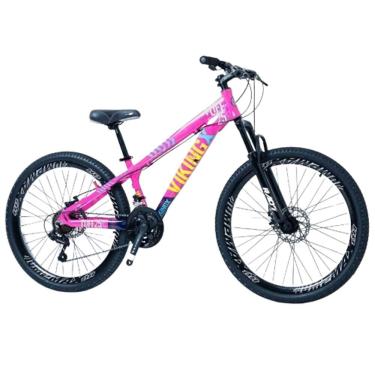 Imagem de Bicicleta Vikingx Freeride Aro 26 Câmbios Shimanos 21v Rosa Azul