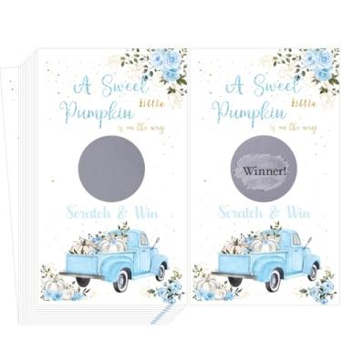 Imagem de Fjoron 60 Pack Fall Pumpkin Baby Shower Scratch Off Cards A Little Sweet Pumpkin is On The Way Baby Shower Games Fall Autumn Theme Party Scratch Off Cards Baby Shower Party Supplies