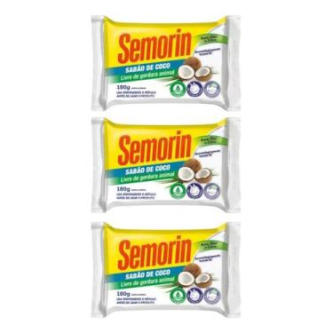 Imagem de Semorin Sabão De Côco Sem Gordura Animal 180gr 3 Un