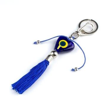 Imagem de Chaveiro Oxum Azul com Abebê 15 cm em Murano - Lua Mística - 100% Orig