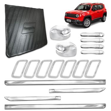 Imagem de Friso Lateral X-treme + Protetor de Porta-Malas + Aplique para Grade Dianteira + Aplique para Maçaneta C/Keyless 4 Portas + Aplique para Retrovisor C/Pisca adaptável para Renegade 2019/2021