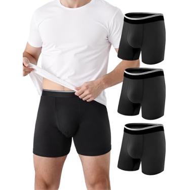 Imagem de TIICHOO Cuecas boxer masculinas laváveis para incontinência com braguilha frontal à prova de vazamento, pacote com 3 (3 pretas, 3GG)