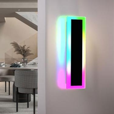 Imagem de SLARY 1 Peça De Luminária Parede Longa Led Rgbw 12" Para Áreas Externas, Arandelas Pretas, Iluminação À Prova D'Água Ip66, Montagem Em Luminárias Adequada Pátios/Pátios Externos