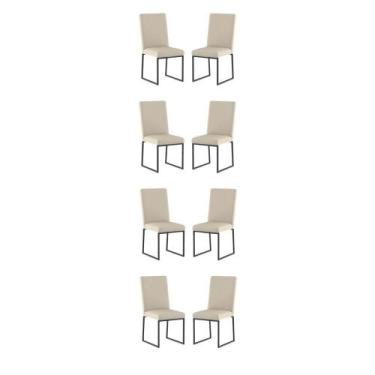 Imagem de Kit 8 Cadeira Estofadas Base de Ferro Preto Para Mesa Jantar - Balaqui