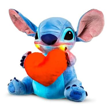 Imagem de Boneco Stitch Pelúcia Interativa Com Som Luz Frases E Coração 30cm Dis