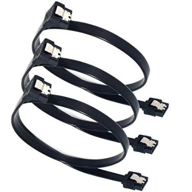 Imagem de ELifeApply Cabos SATA, cabo Sata III 6.0 Gbps, cabo de dados de ângulo reto de 90 graus, 7 pinos com trava de bloqueio de 45 cm para SATA HDD, SSD, driver de CD etc. (pacote com 3)