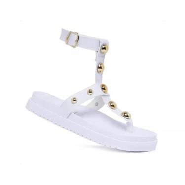 Imagem de Sandália Feminina Papete  Com Spike Confortável - Seven Brasil, Branco