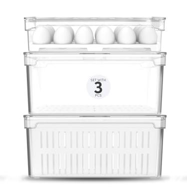 Imagem de Ou Kit 3 Organizadores de Geladeira Transparente Linha Clear Fresh