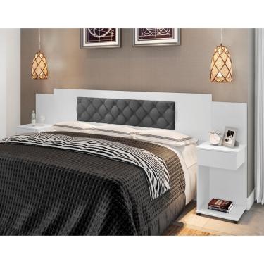 Imagem de Cabeceira para Cama Casal Queen King Capitonê MDP Branco Chumbo Casa H