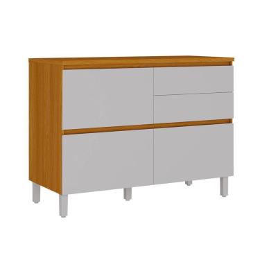 Imagem de Balcão 1 Porta 4 Gavetas 120cm Com Tampo E Dobradiças Slow Motion Lumina - Itatiaia Cinamomo-fendi