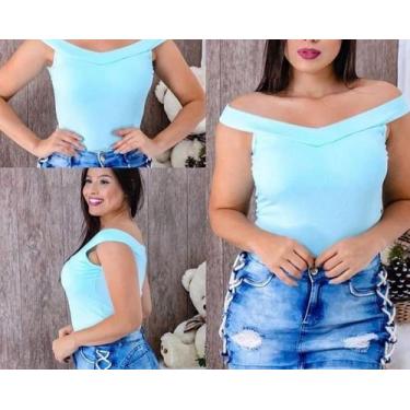 Imagem de Blusa ombro a ombro sem manga canelada com bojo moda - filo modas, Ros