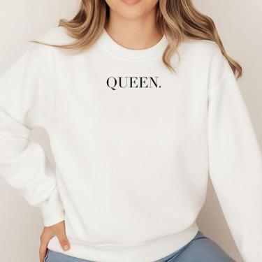 Imagem de Moletom Gola Careca Modinha Estampa Queen 041 Rainha Adolescente Mulhe