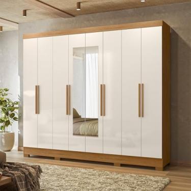 Imagem de Guarda-Roupa Casal Com Espelhos 8 Portas 4 Gavetas E Pés Diplomata Freijó/Off