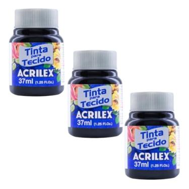 Imagem de Tinta Para Tecido Fosca Acrilex 37ml 3 Unidades Artesanato Fixação Frio Alta Cobertura – Fixação a Frio e Alta Cobertura Com Acabamento Fosco, Este Kit É A Escolha Perfeita Para Quem Busca Qualidade (Preto 520)