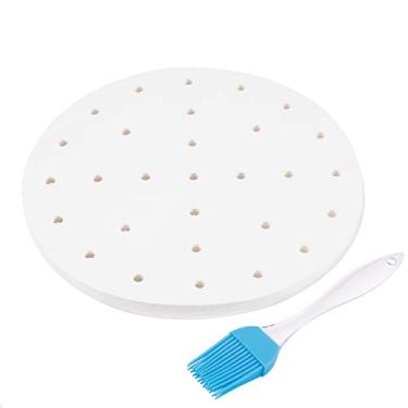 Imagem de Folhas de papel perfuradas Flexzion Air Fryer, 7,5/9 polegadas, 100 folhas FDA Top Melhores acessórios para 3,5 3,7 5,3 5,8 QT AirFryer, Bambu Steamer Basket, Papel de assar, micro-ondas, forno, Suitable for 5.3/ 5.8 QT Air Fryer, 9 Inch (200 Sheet), 1